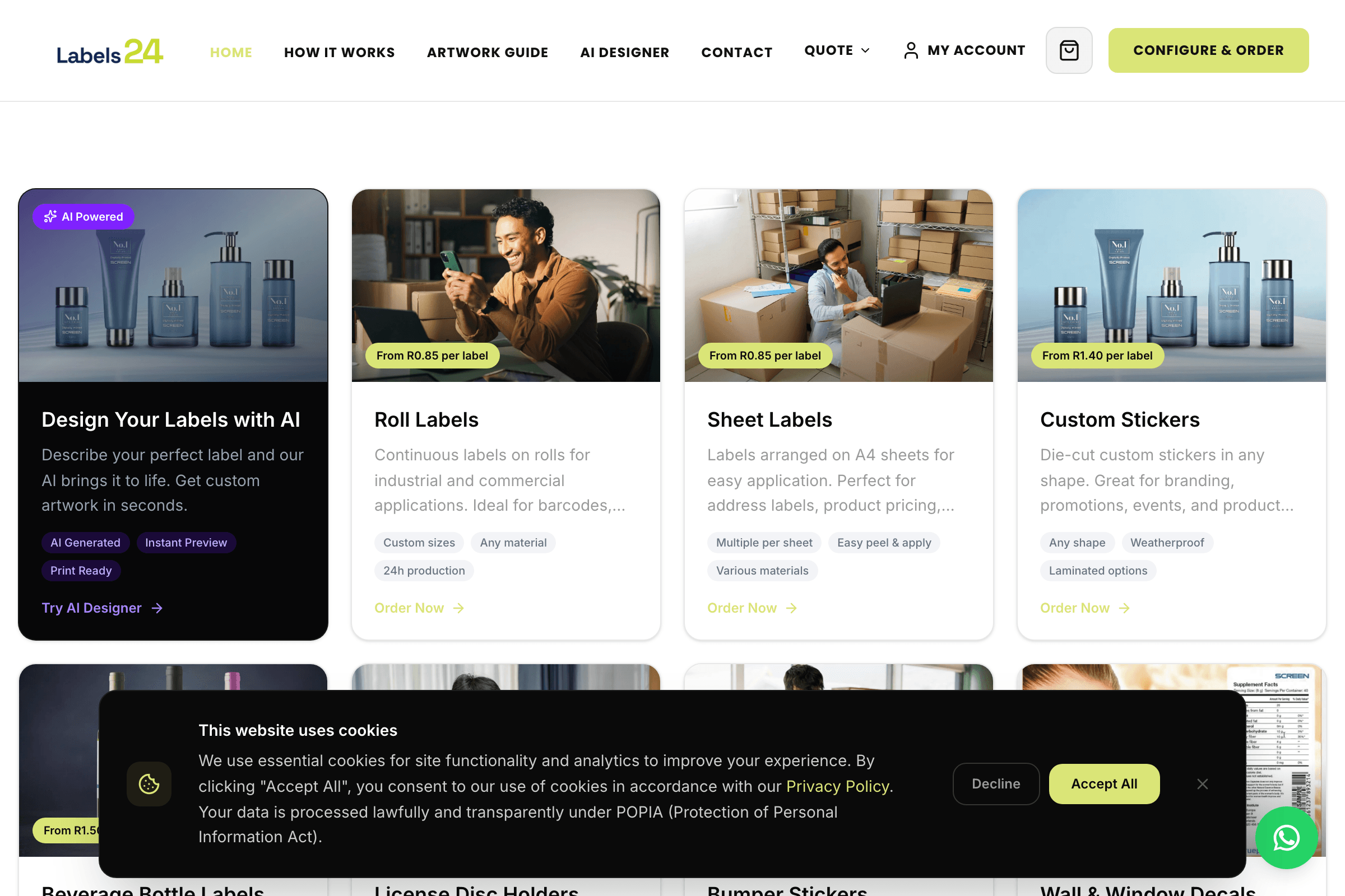 Labels24 homepage screenshot